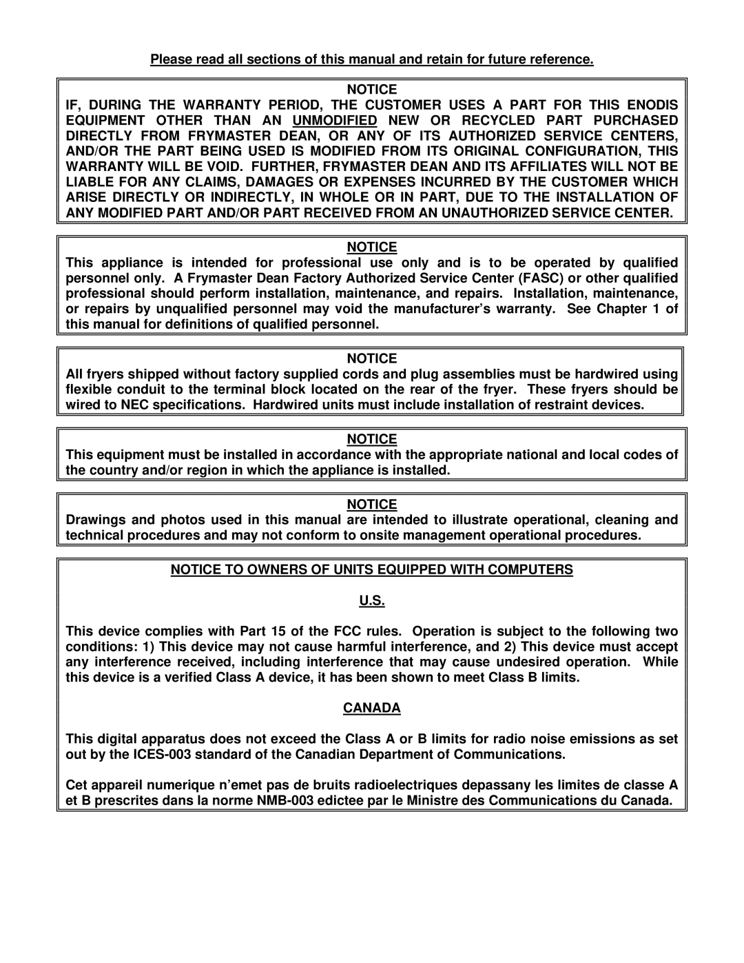 Frymaster 2424E, Combinations, 824E operation manual Canada 