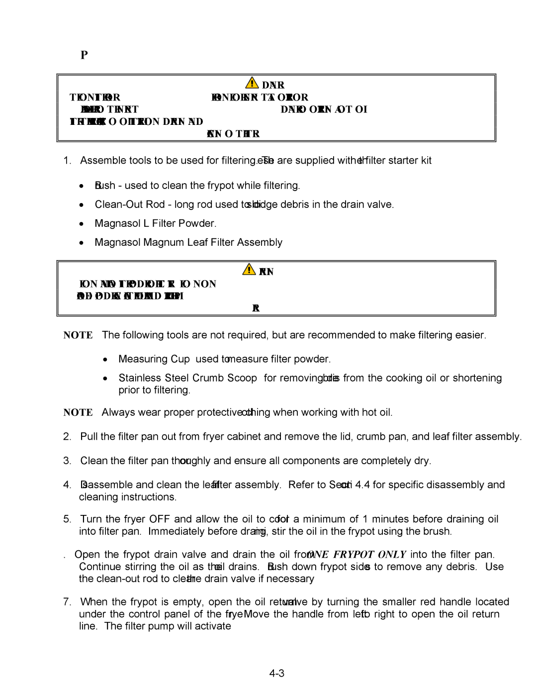 Frymaster 2424E, Combinations, 824E operation manual Filtering Procedure 