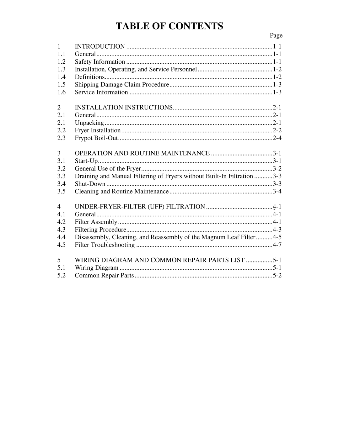 Frymaster 824E, Combinations, 2424E operation manual Table of Contents 