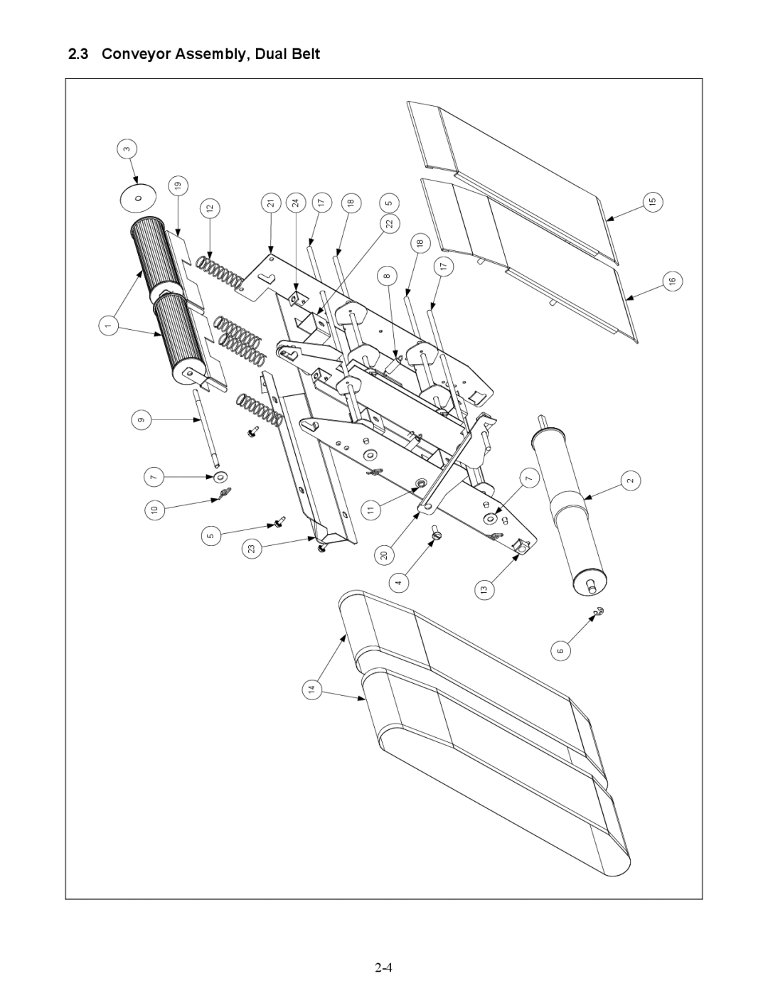 Frymaster CT16 Series manual Conveyor Assembly, Dual Belt 