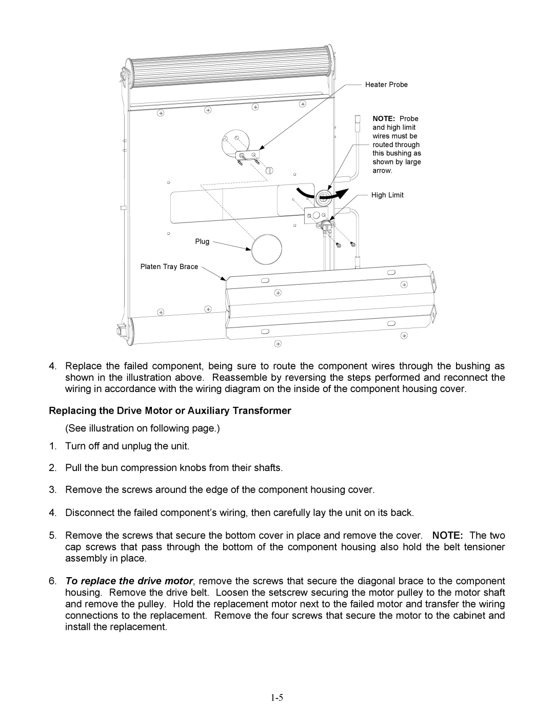 Frymaster CT16 Series manual Replacing the Drive Motor or Auxiliary Transformer 