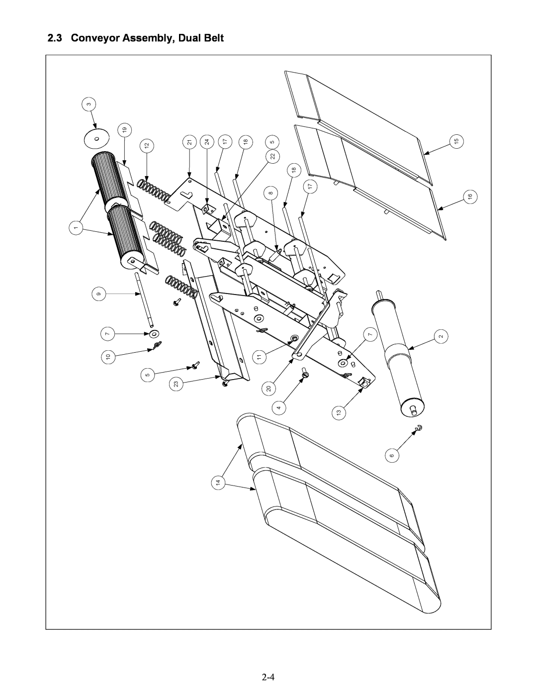 Frymaster CT16 Series manual Conveyor Assembly, Dual Belt 