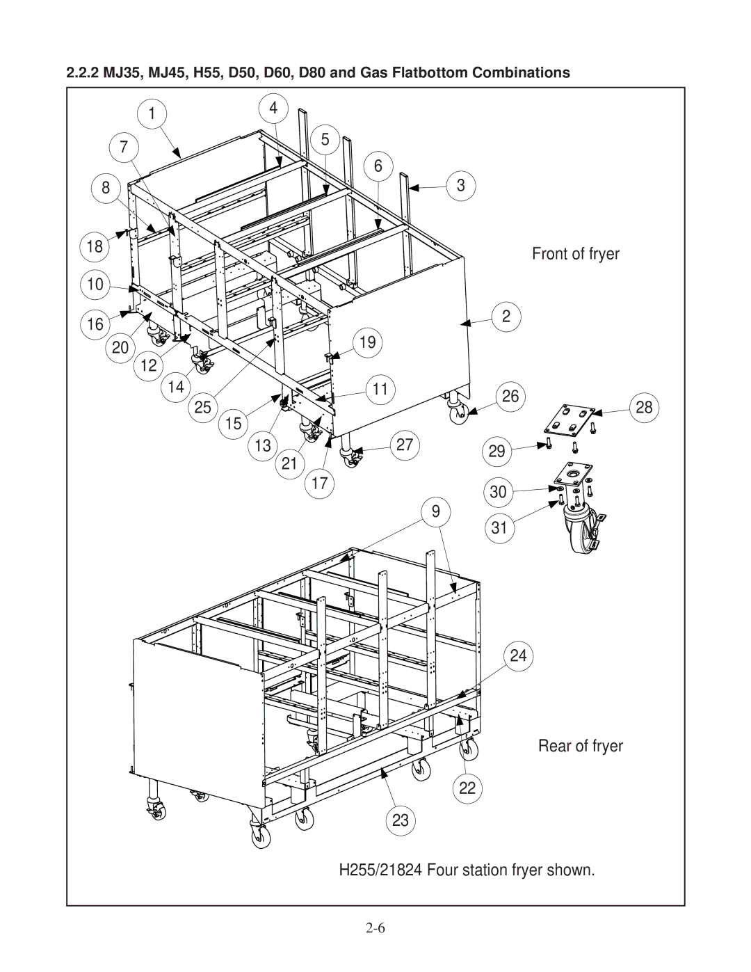 Frymaster DF20000001 manual Front of fryer 