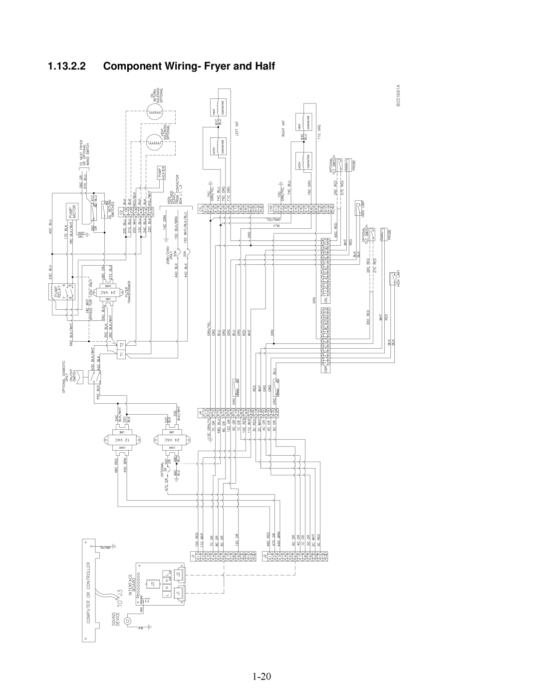 Frymaster E4 manual Component Wiring- Fryer and Half 