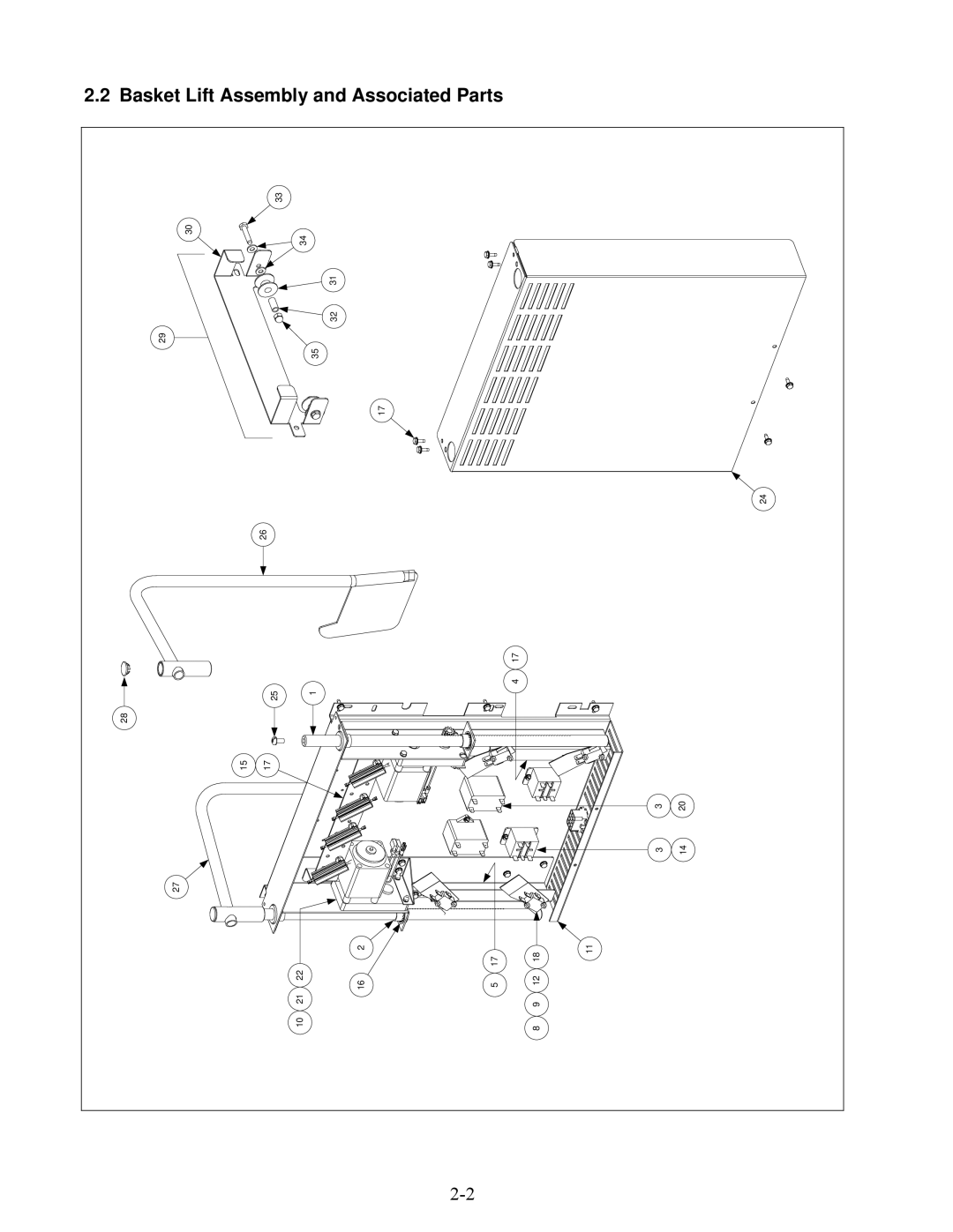 Frymaster E4 manual Basket Lift Assembly and Associated Parts 