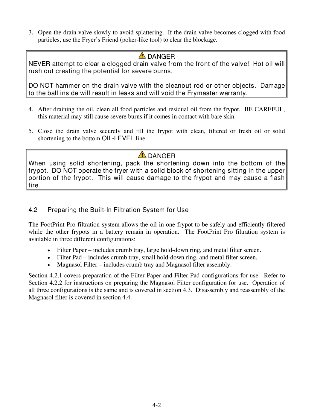 Frymaster E4 operation manual 