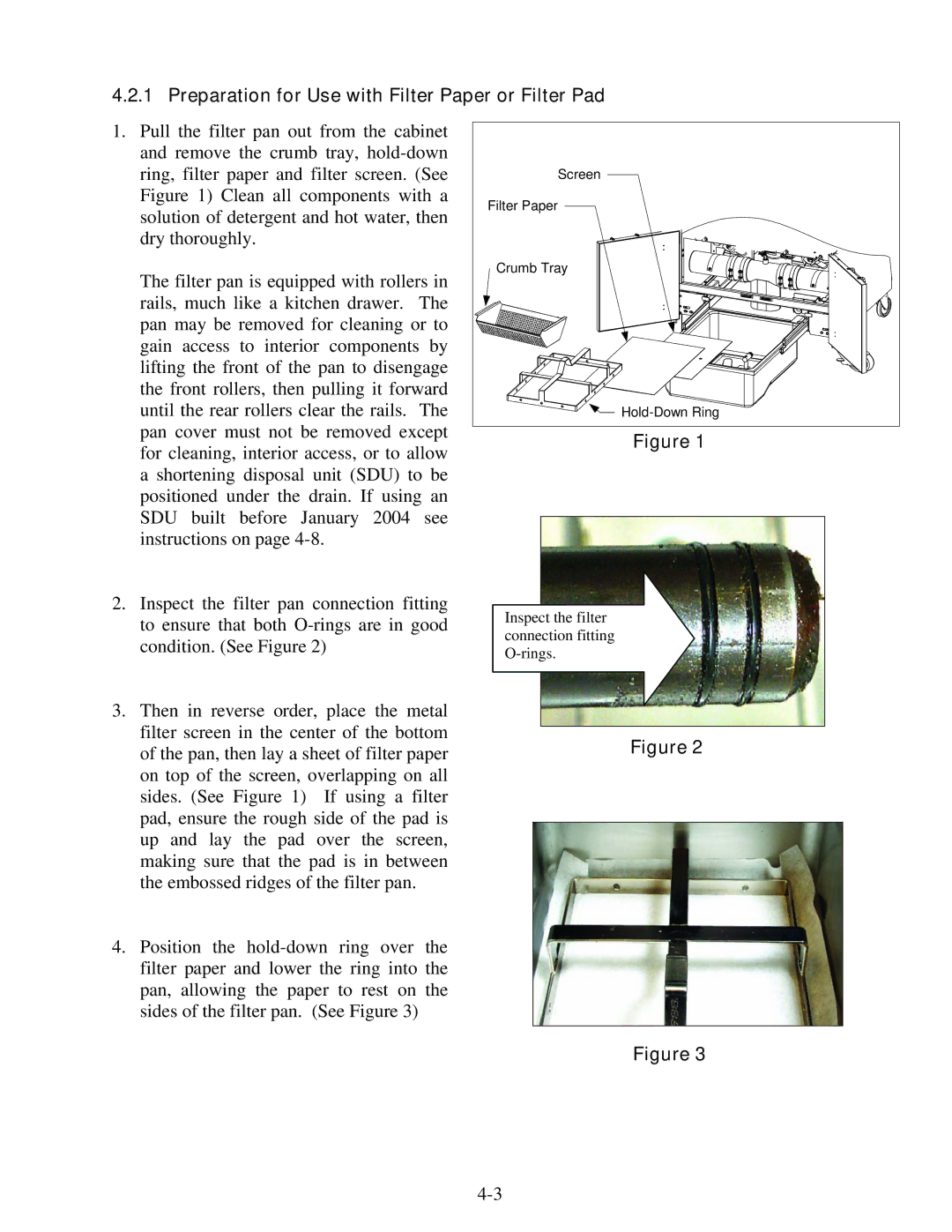 Frymaster E4 operation manual Preparation for Use with Filter Paper or Filter Pad 