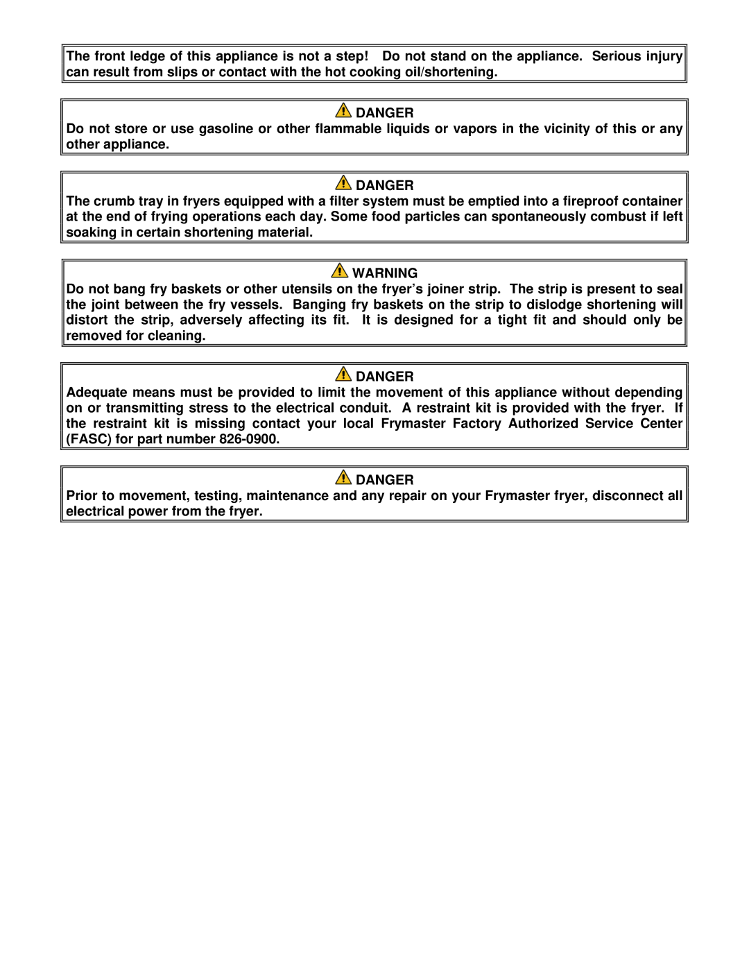 Frymaster E4 operation manual 