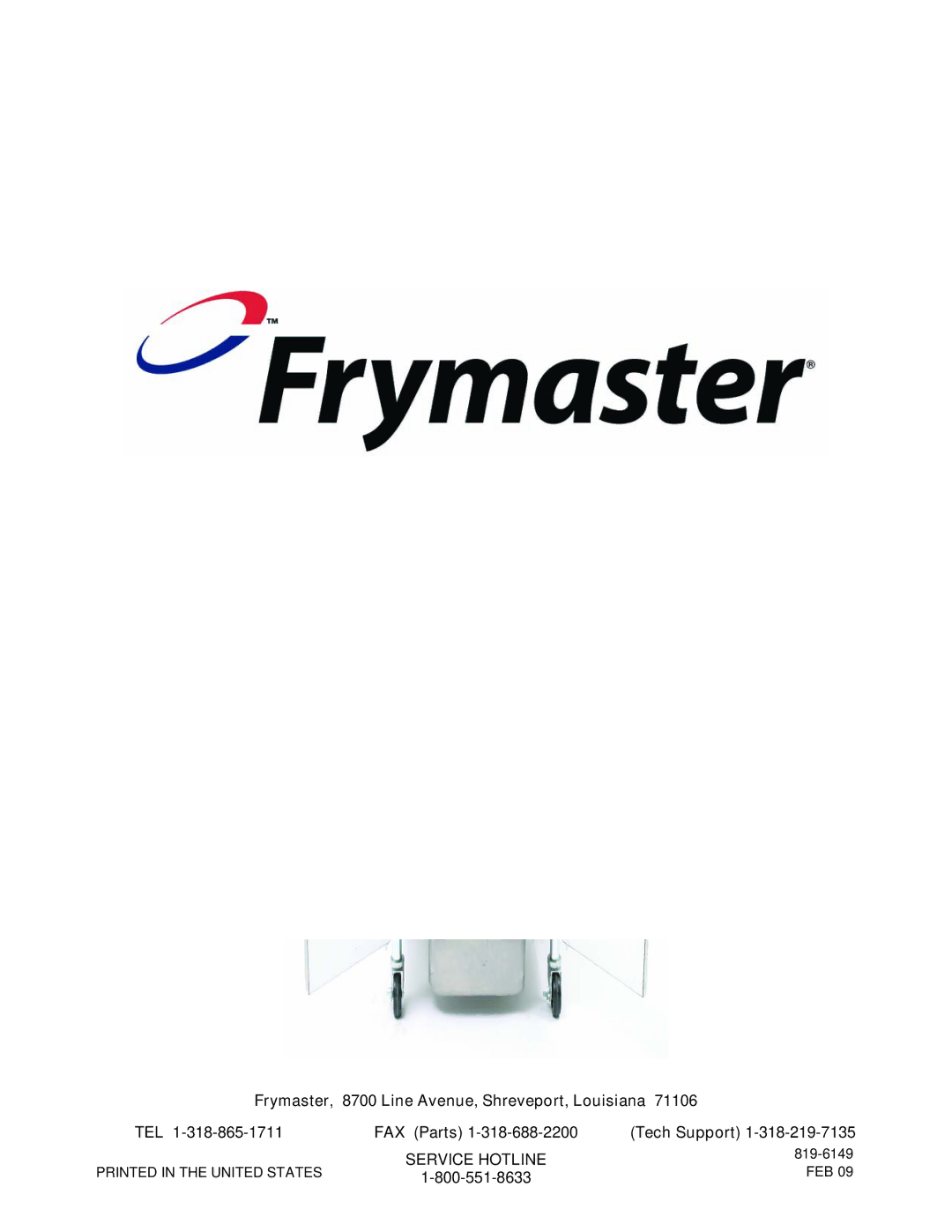 Frymaster E4 operation manual Service Hotline 