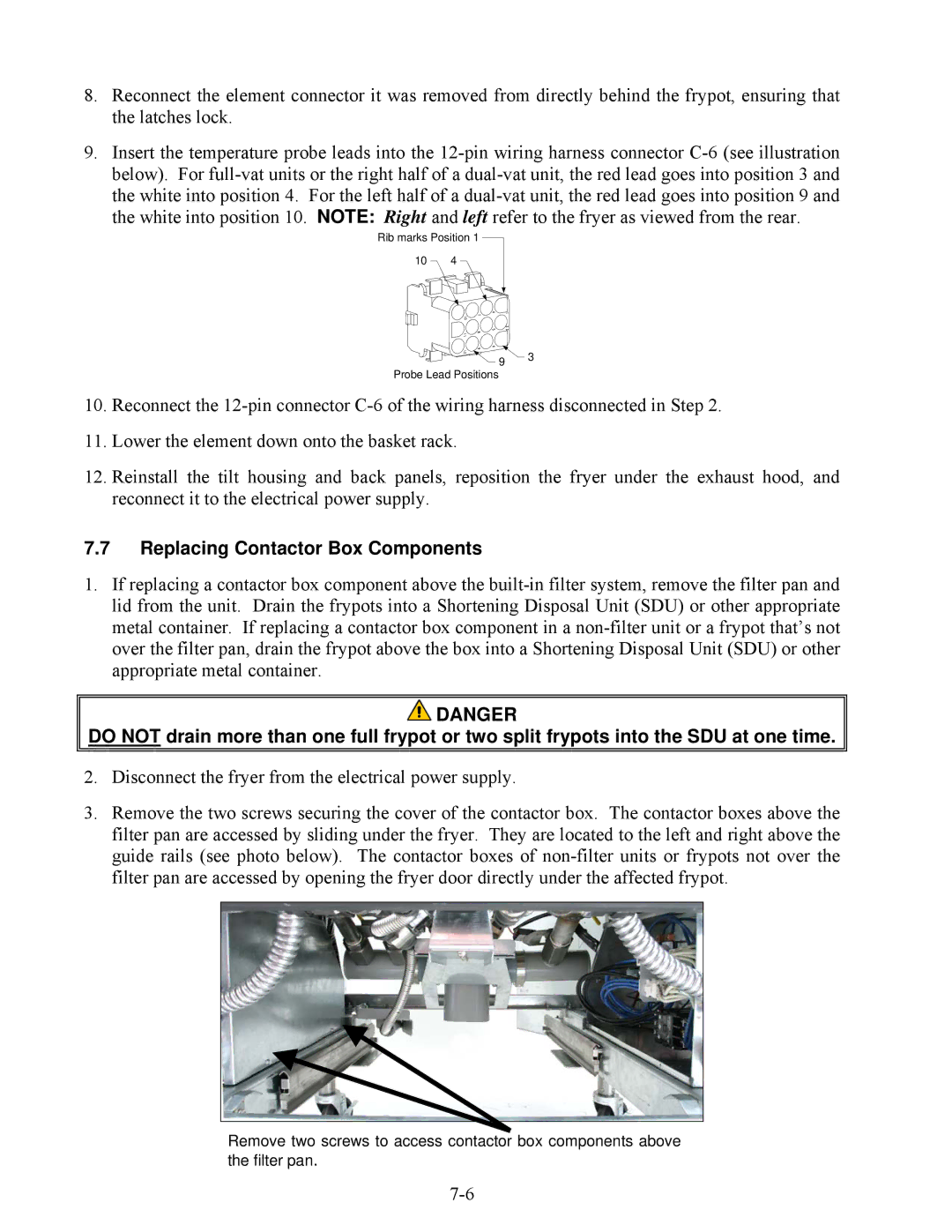 Frymaster E4 manual Replacing Contactor Box Components 