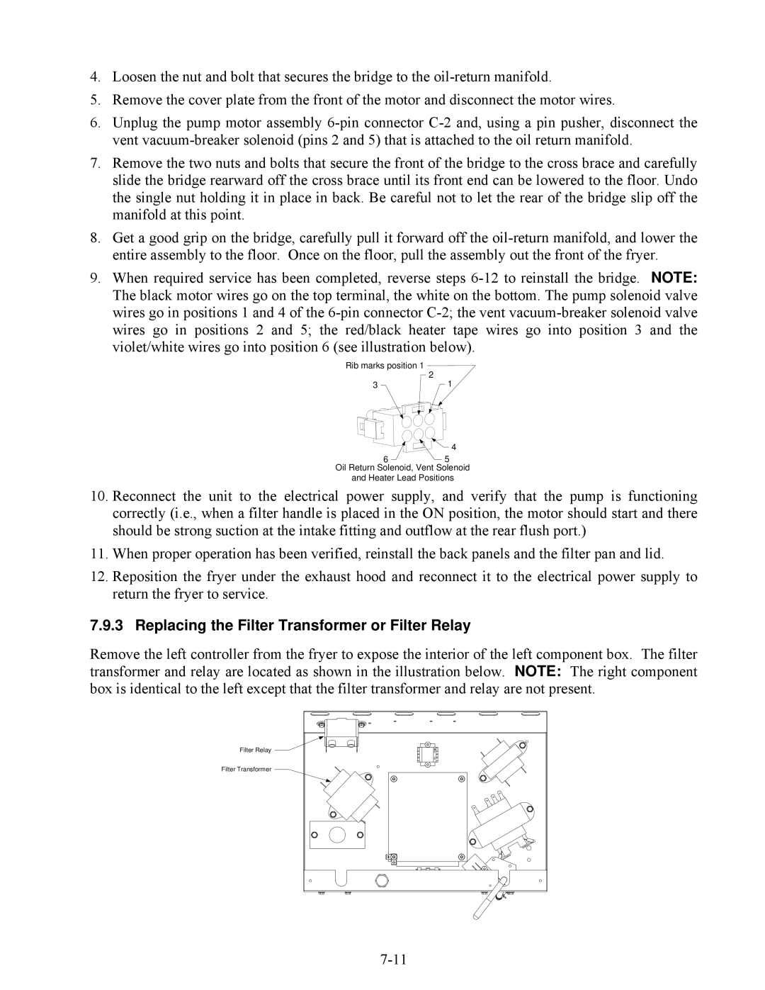 Frymaster E4 manual Replacing the Filter Transformer or Filter Relay 