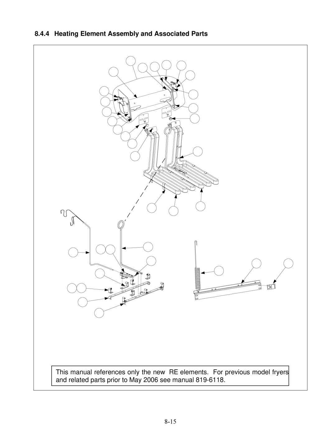 Frymaster E4 manual Heating Element Assembly and Associated Parts 