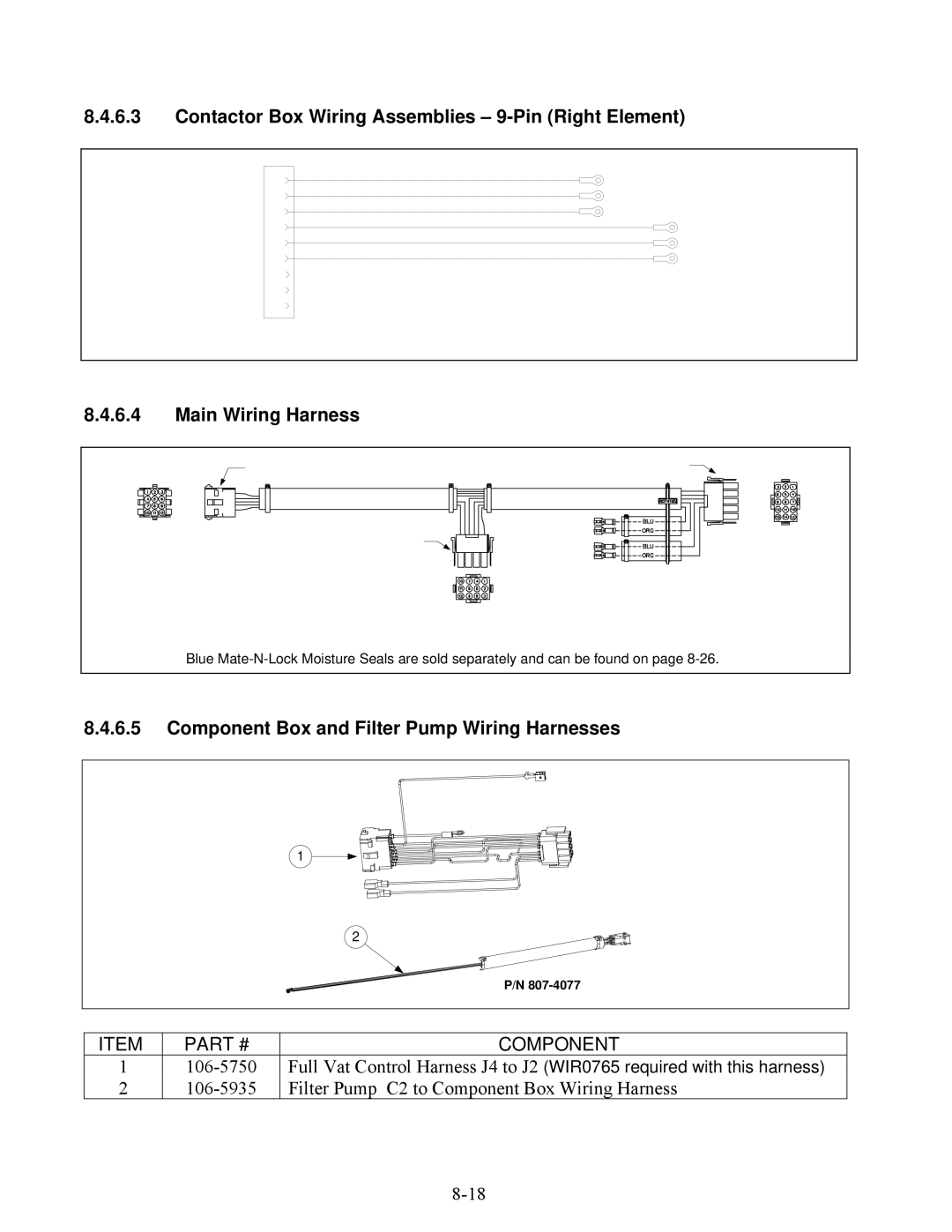 Frymaster E4 manual Component Box and Filter Pump Wiring Harnesses 