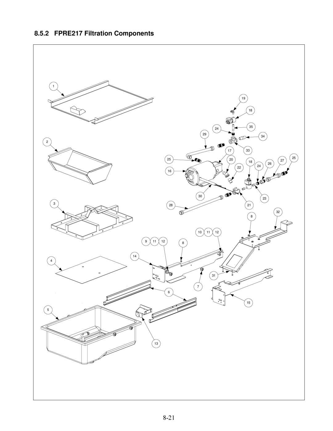 Frymaster E4 manual FPRE217 Filtration Components 