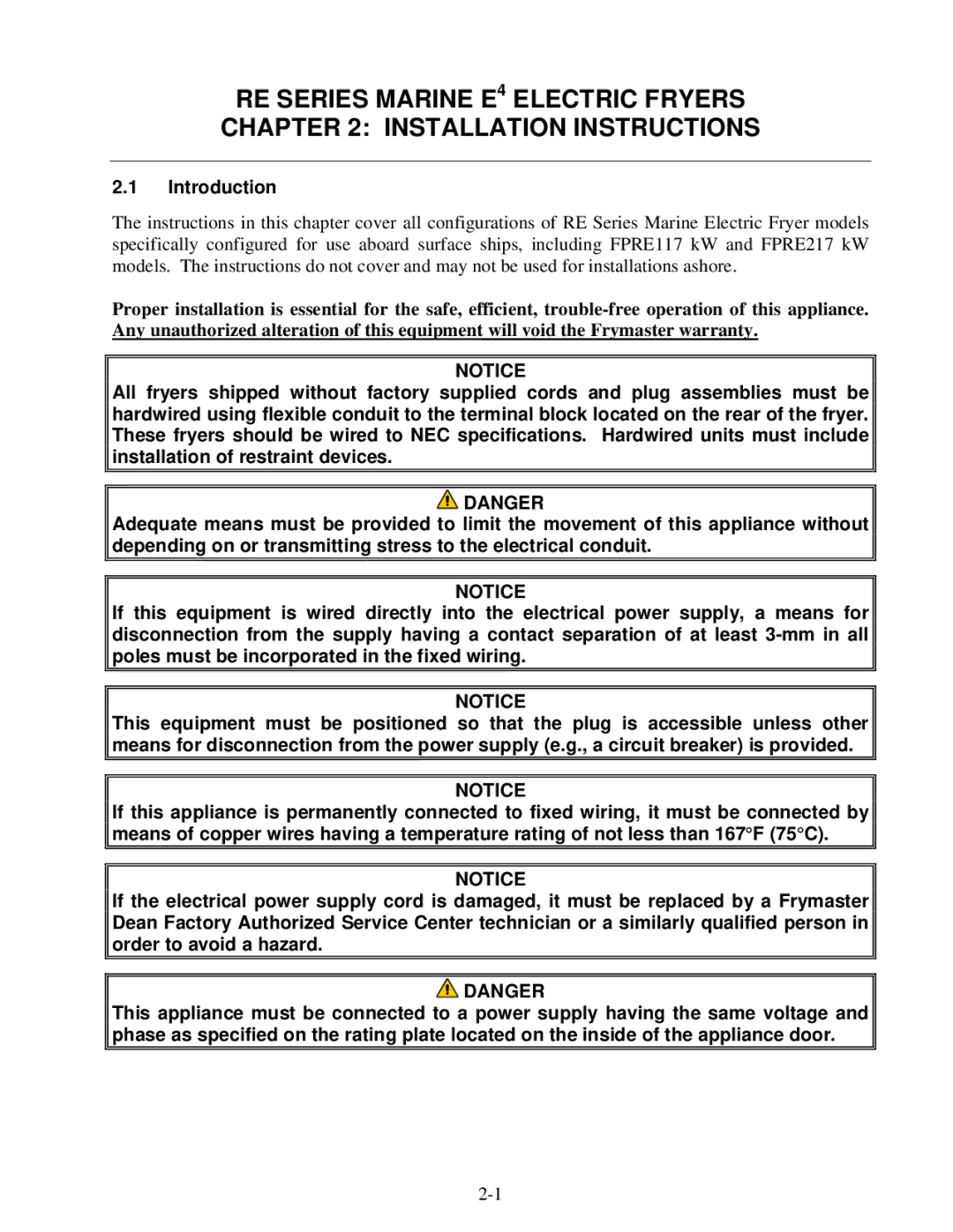 Frymaster E4 manual Introduction 