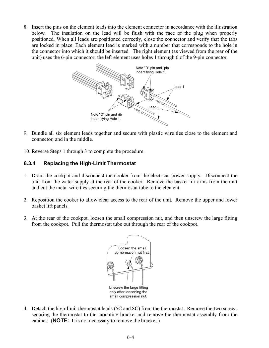 Frymaster ESW, 17ECS, EWBS manual Replacing the High-Limit Thermostat 