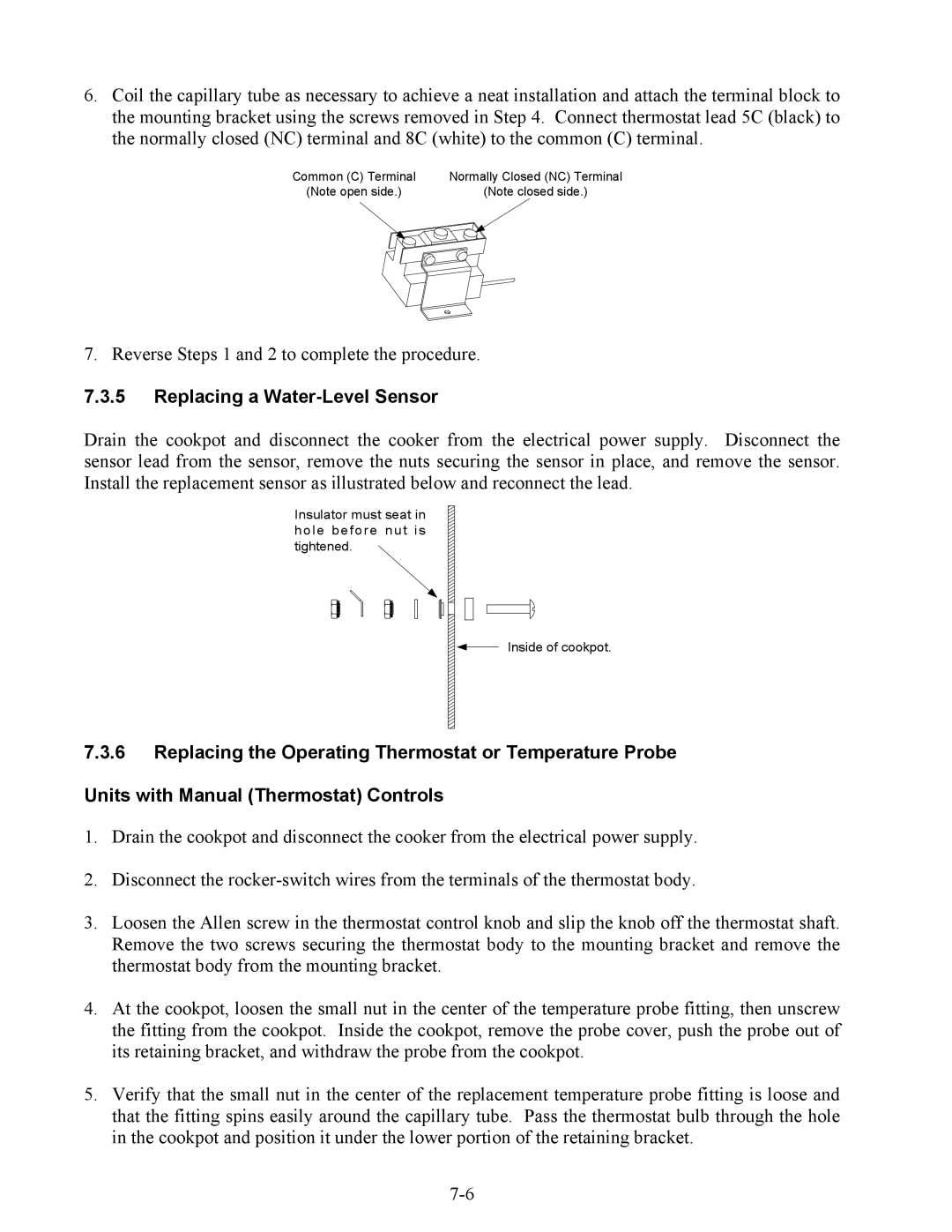 Frymaster EWBS, ESW, 17ECS manual Replacing a Water-Level Sensor 