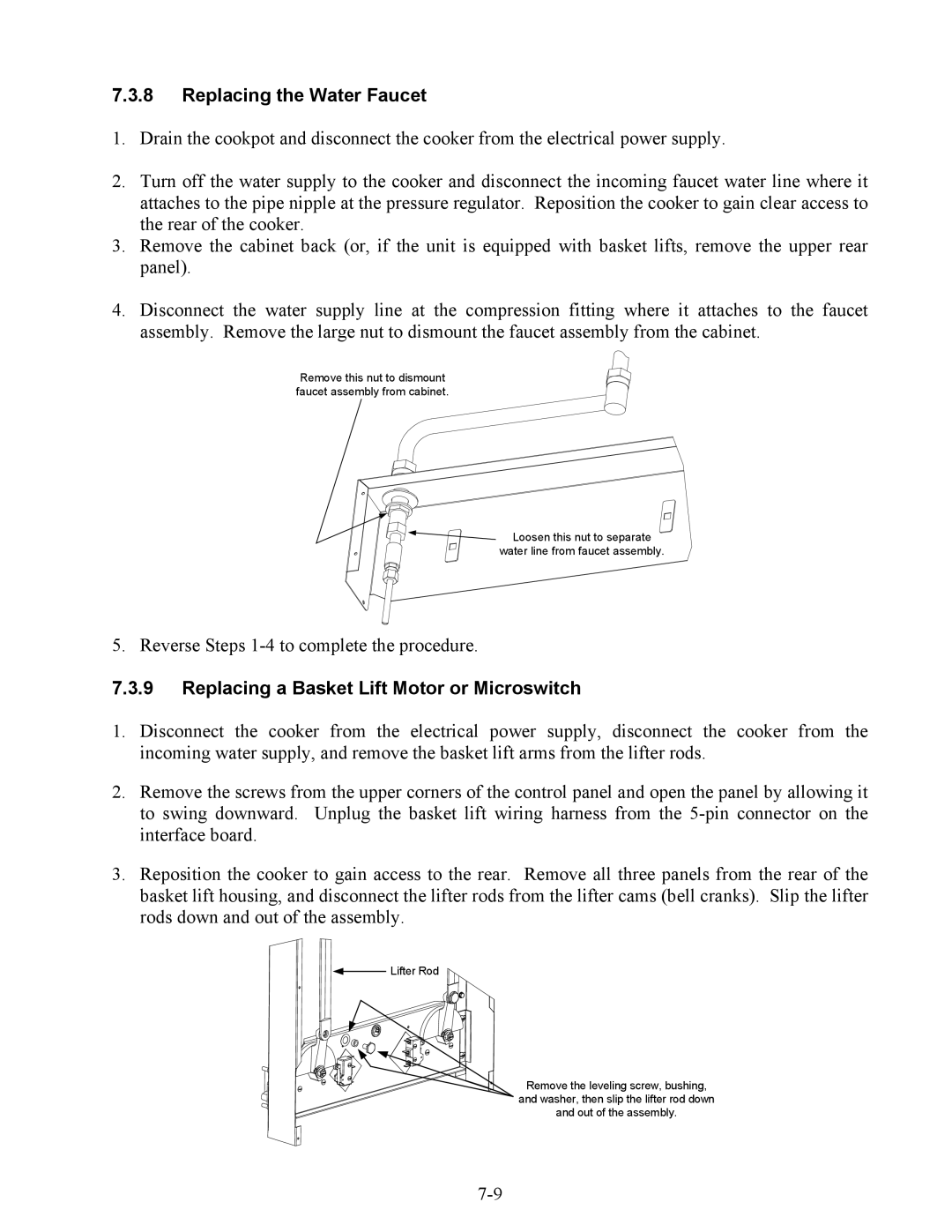 Frymaster 17ECS, ESW, EWBS manual Reverse Steps 1-4 to complete the procedure 