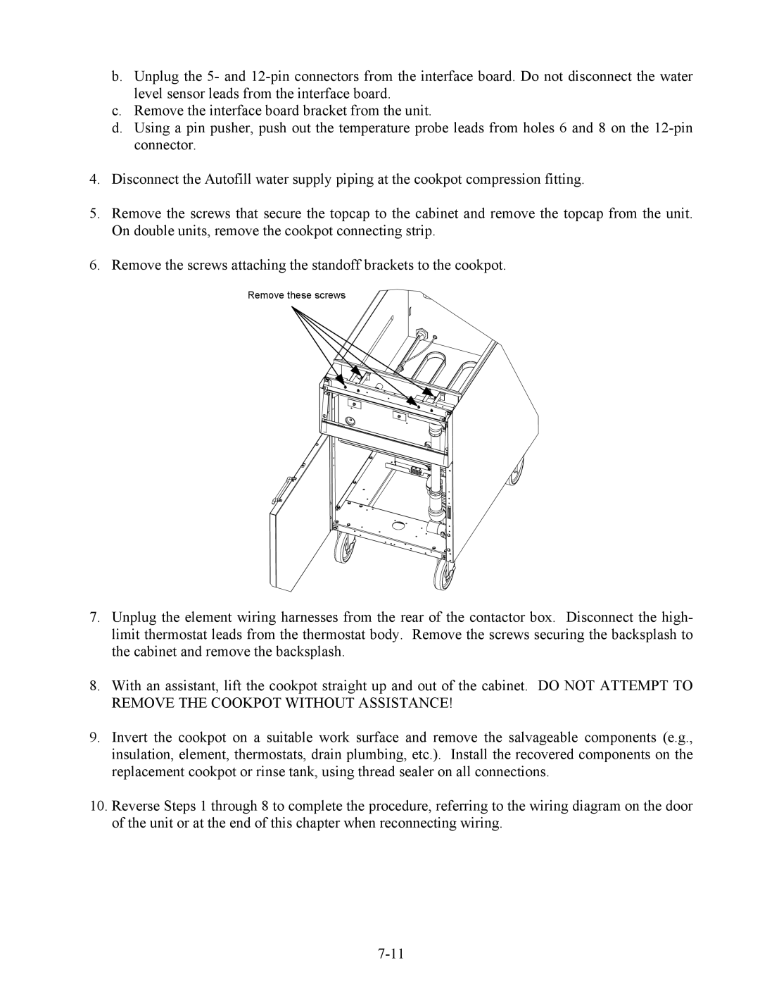 Frymaster ESW, 17ECS, EWBS manual Remove these screws 