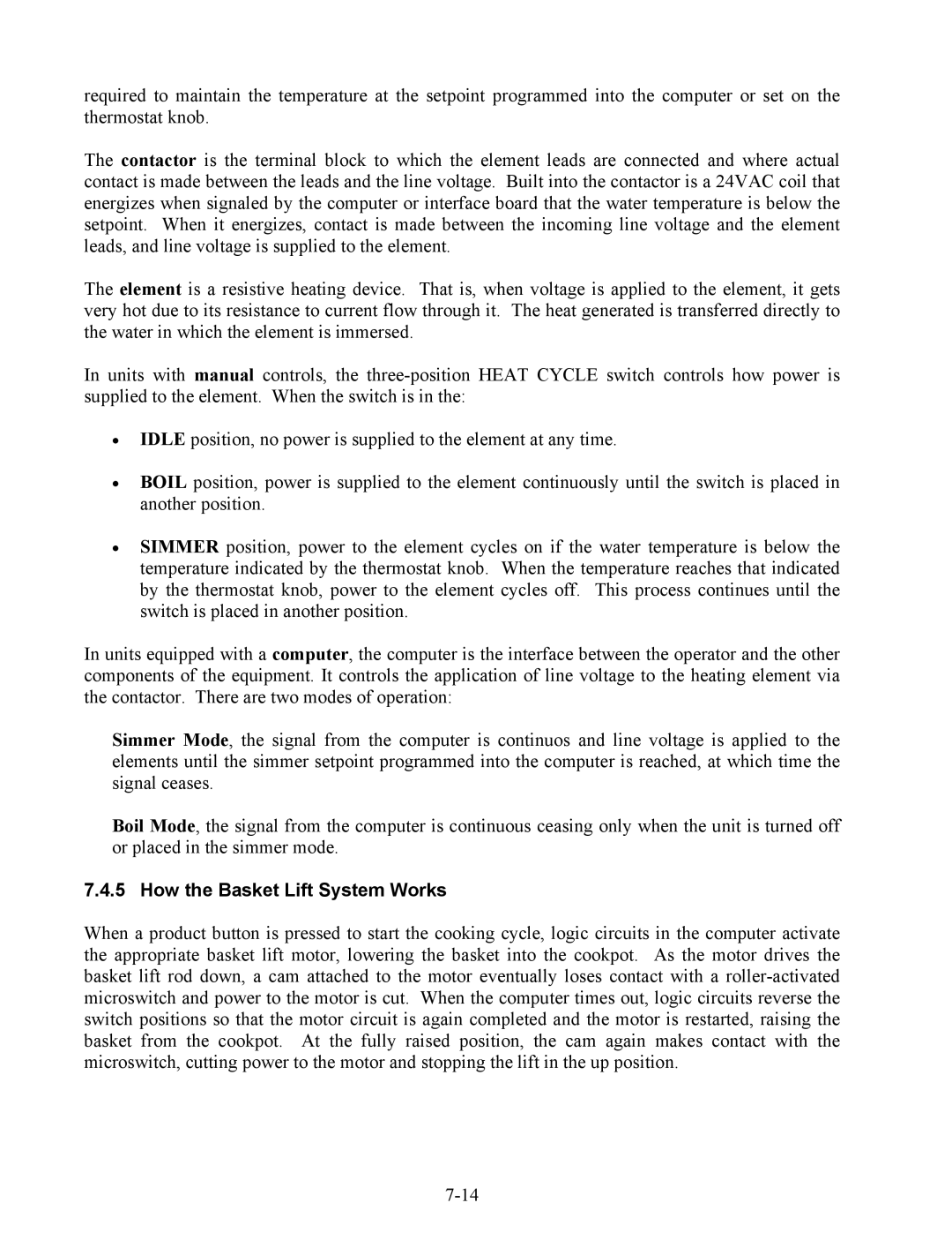 Frymaster EWBS, ESW, 17ECS manual How the Basket Lift System Works 