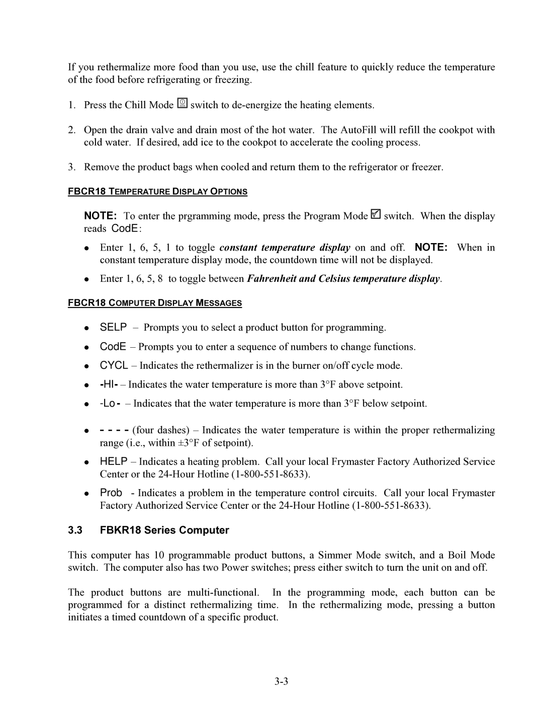 Frymaster FBCR18 manual FBKR18 Series Computer 