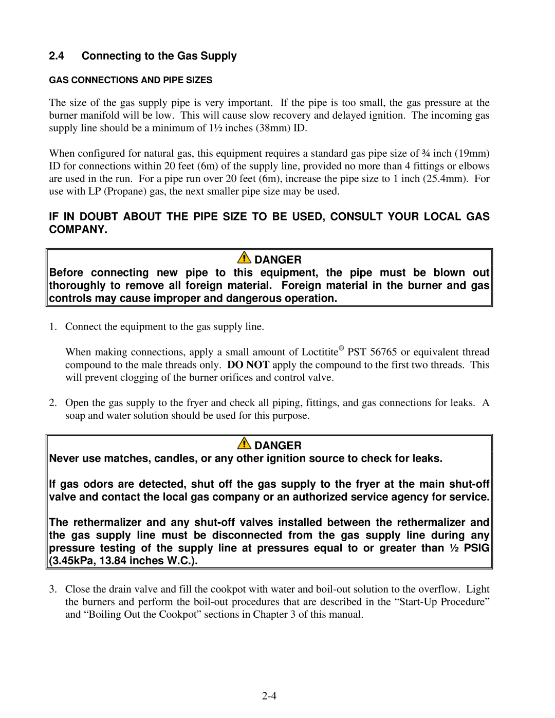 Frymaster FBR18 Series manual Connecting to the Gas Supply 