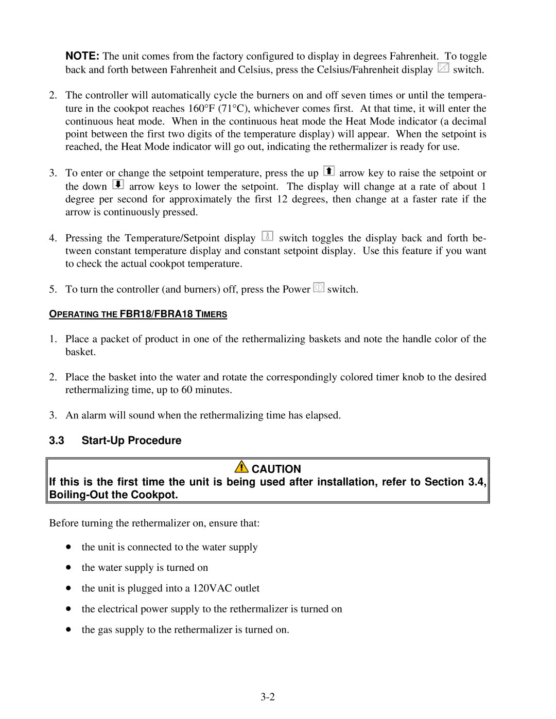 Frymaster FBR18 Series manual Operating the FBR18/FBRA18 Timers 