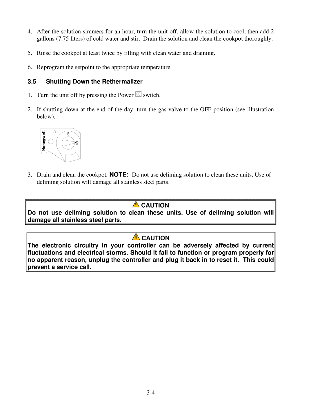 Frymaster FBR18 Series manual Shutting Down the Rethermalizer 