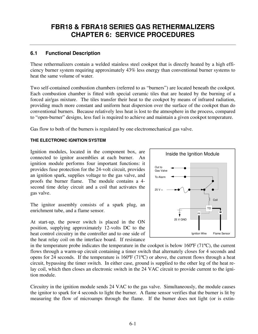 Frymaster FBR18 Series manual FBR18 & FBRA18 Series GAS Rethermalizers Service Procedures, Functional Description 