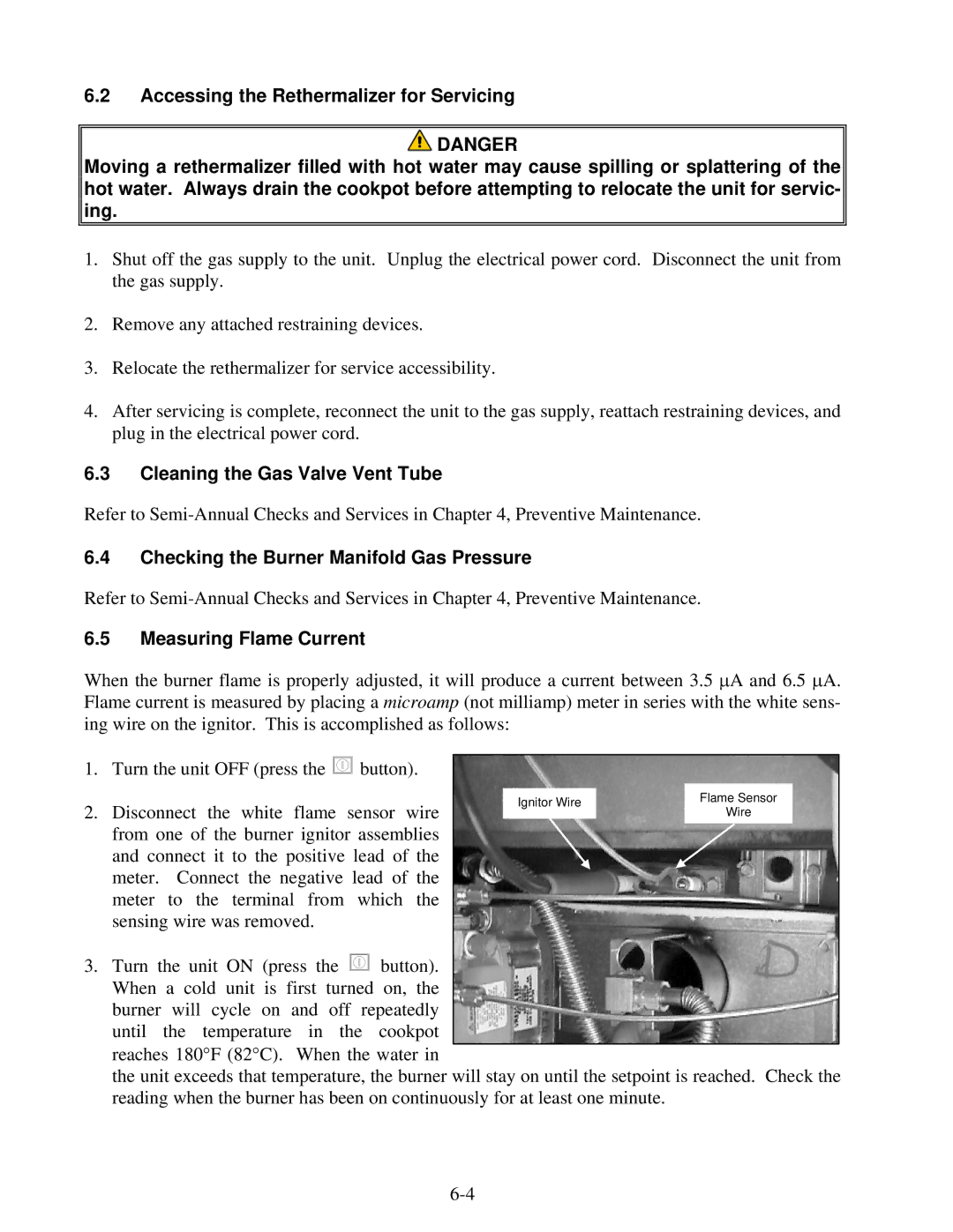 Frymaster FBR18 Series manual Cleaning the Gas Valve Vent Tube, Checking the Burner Manifold Gas Pressure 