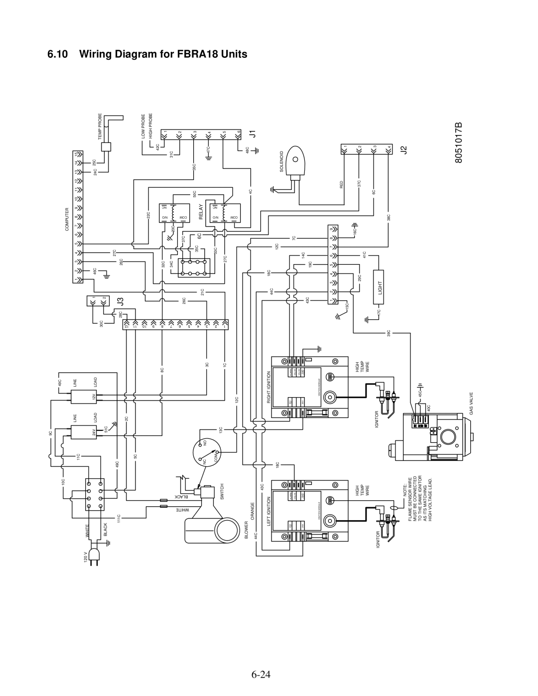 Frymaster FBR18 Series manual Diagram for, Wiring 