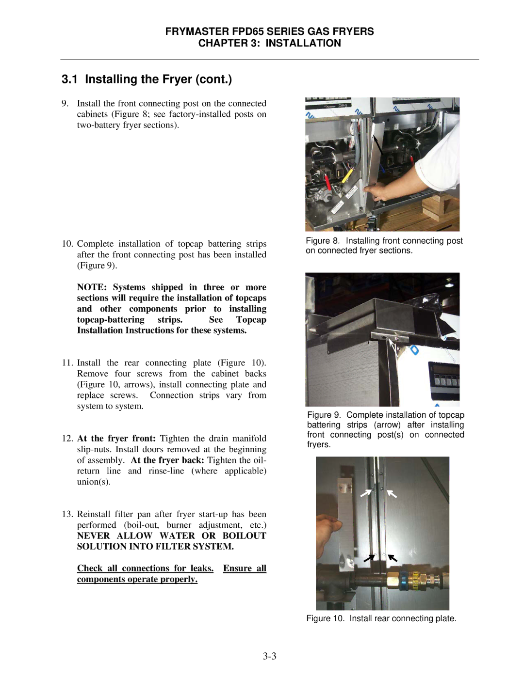 Frymaster FDP65 operation manual Never Allow Water or Boilout Solution Into Filter System 