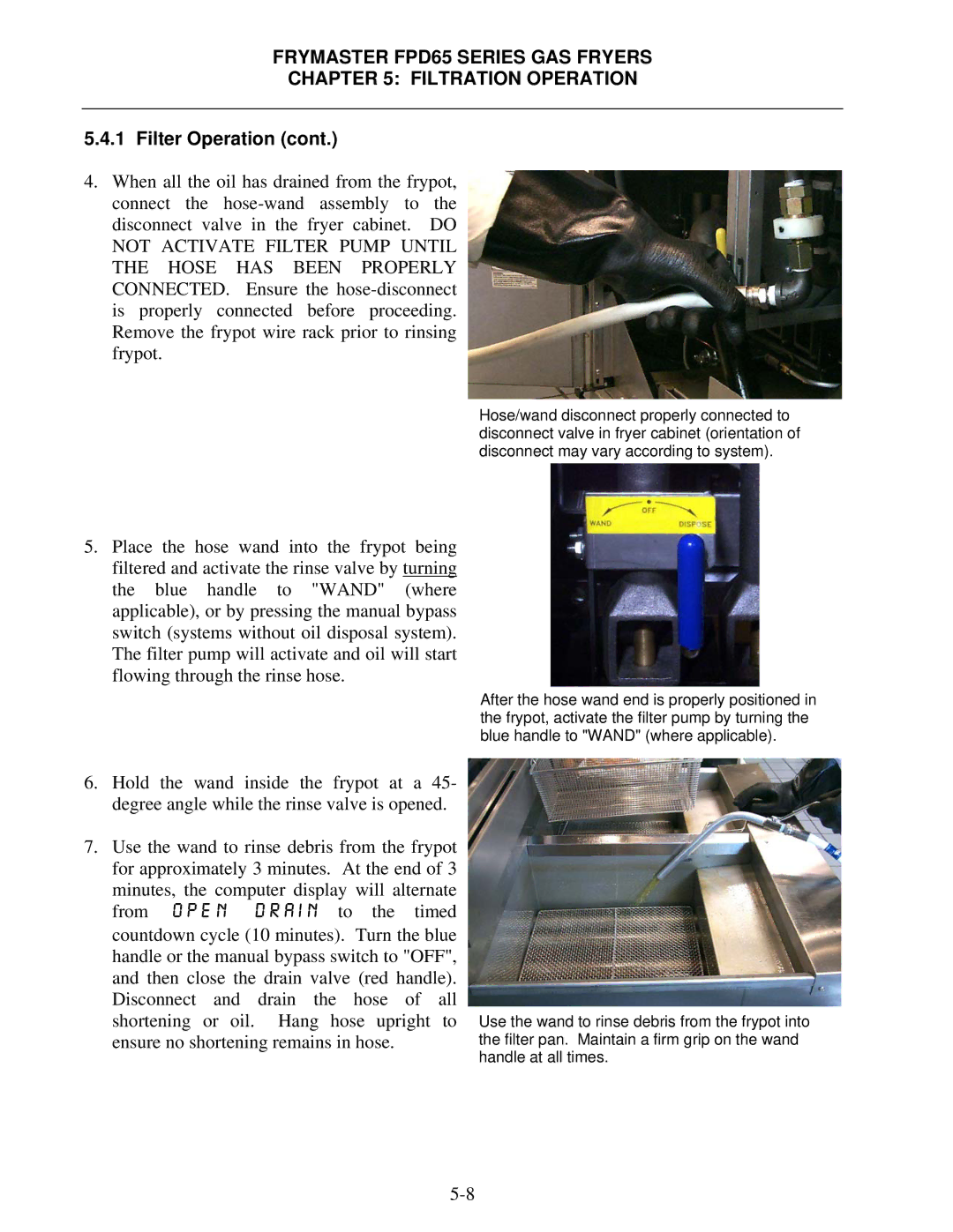 Frymaster FDP65 operation manual Filter Operation 