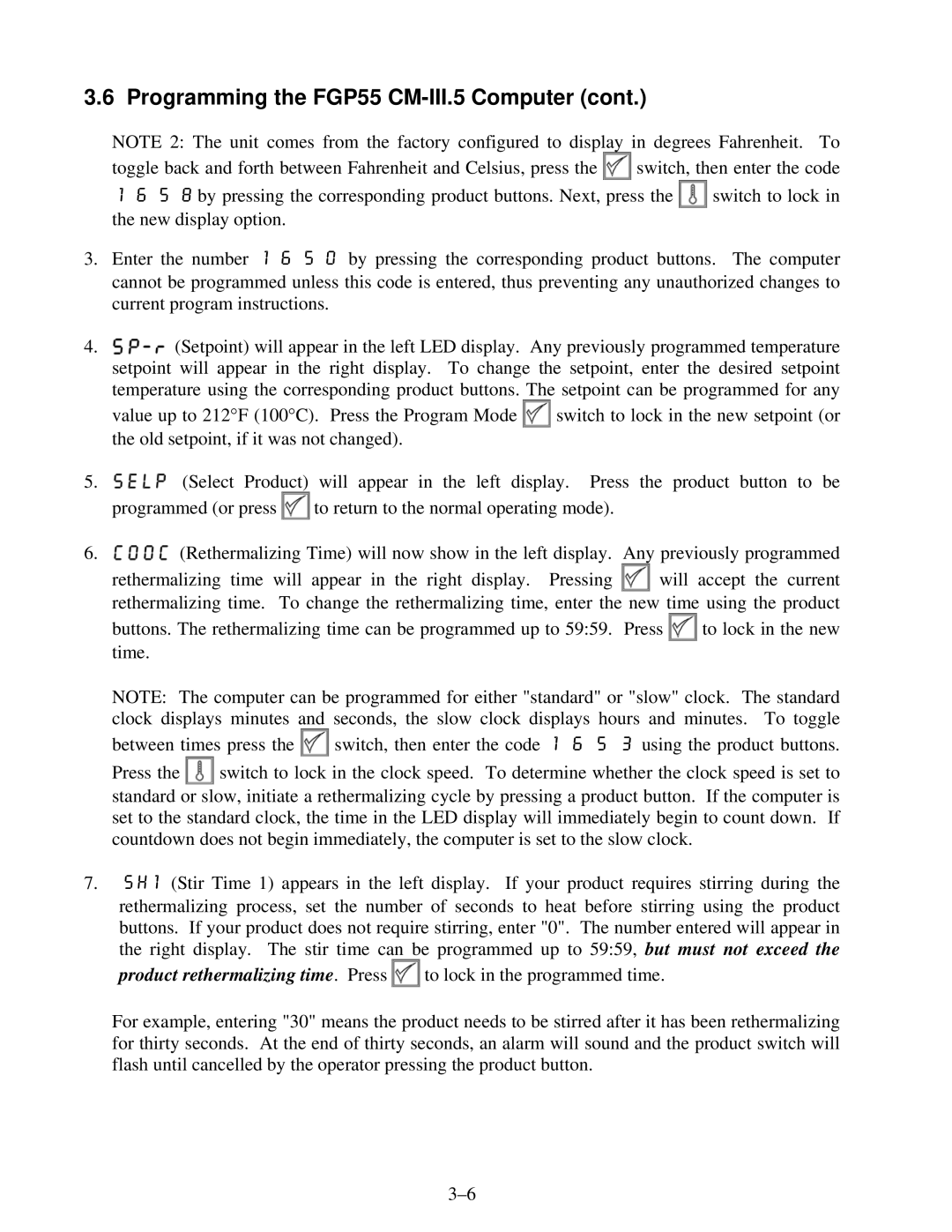 Frymaster operation manual Programming the FGP55 CM-III.5 Computer 