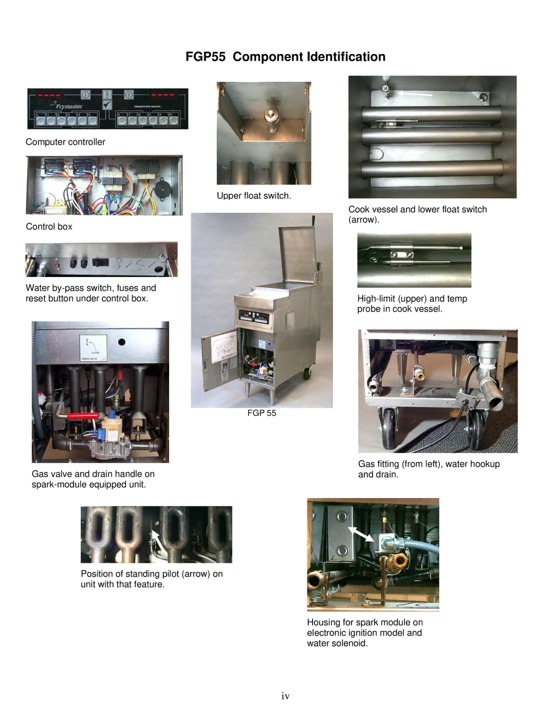 Frymaster operation manual FGP55 Component Identification 