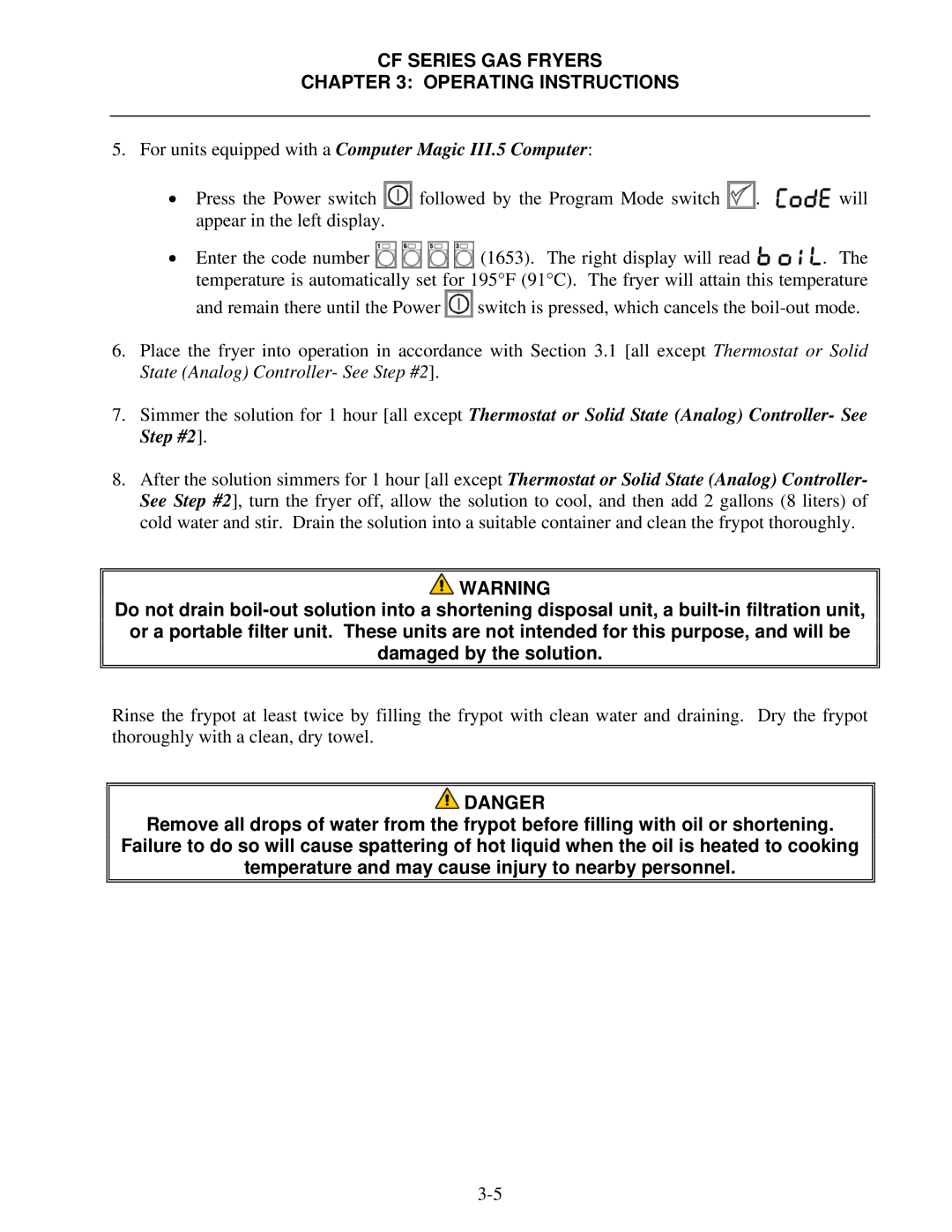 Frymaster FMCF operation manual For units equipped with a Computer Magic III.5 Computer 