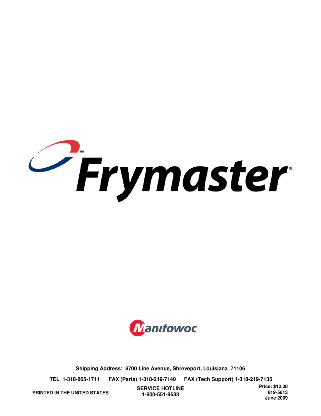 Frymaster FMCF operation manual Service Hotline 