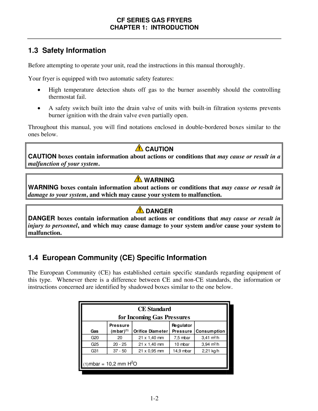 Frymaster FMCF Safety Information, European Community CE Specific Information, CF Series GAS Fryers Introduction 