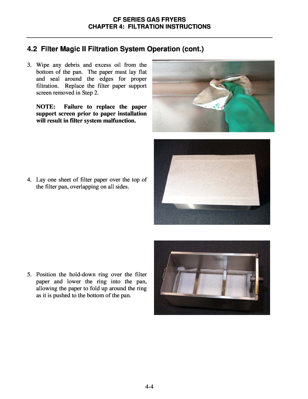 Frymaster FMCF operation manual Filter Magic II Filtration System Operation cont 