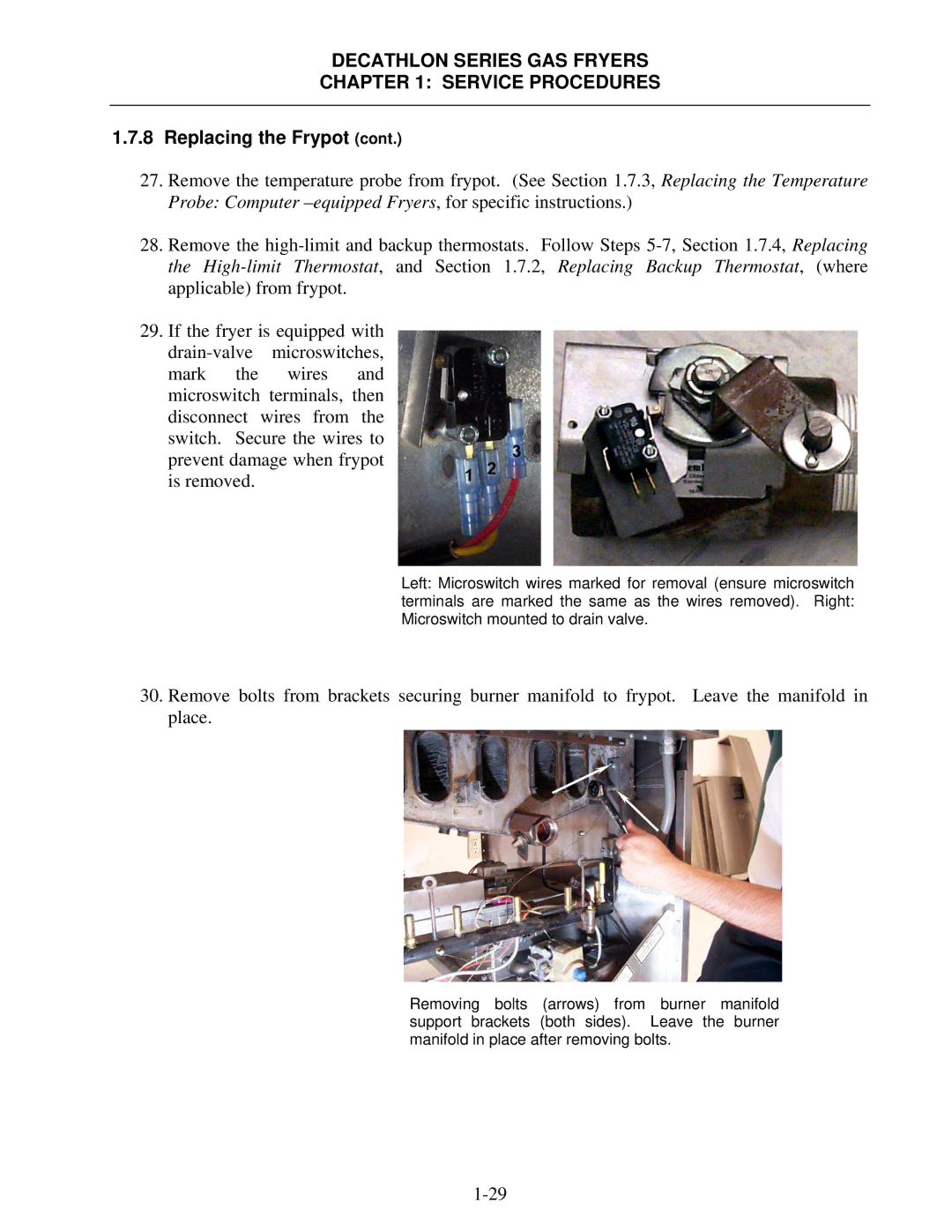 Frymaster FPD, SCFD manual Decathlon Series GAS Fryers Service Procedures 