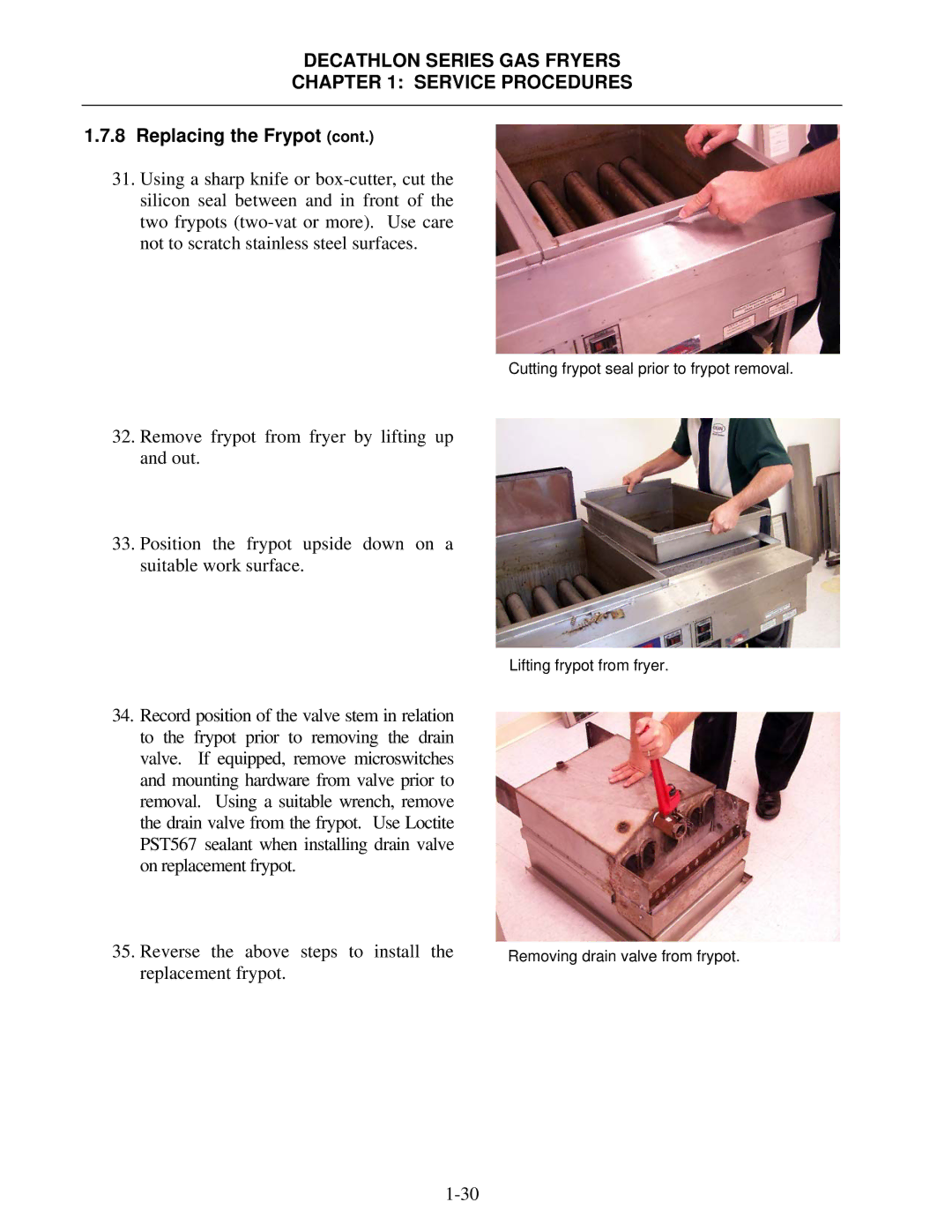 Frymaster FPD, SCFD manual Cutting frypot seal prior to frypot removal 