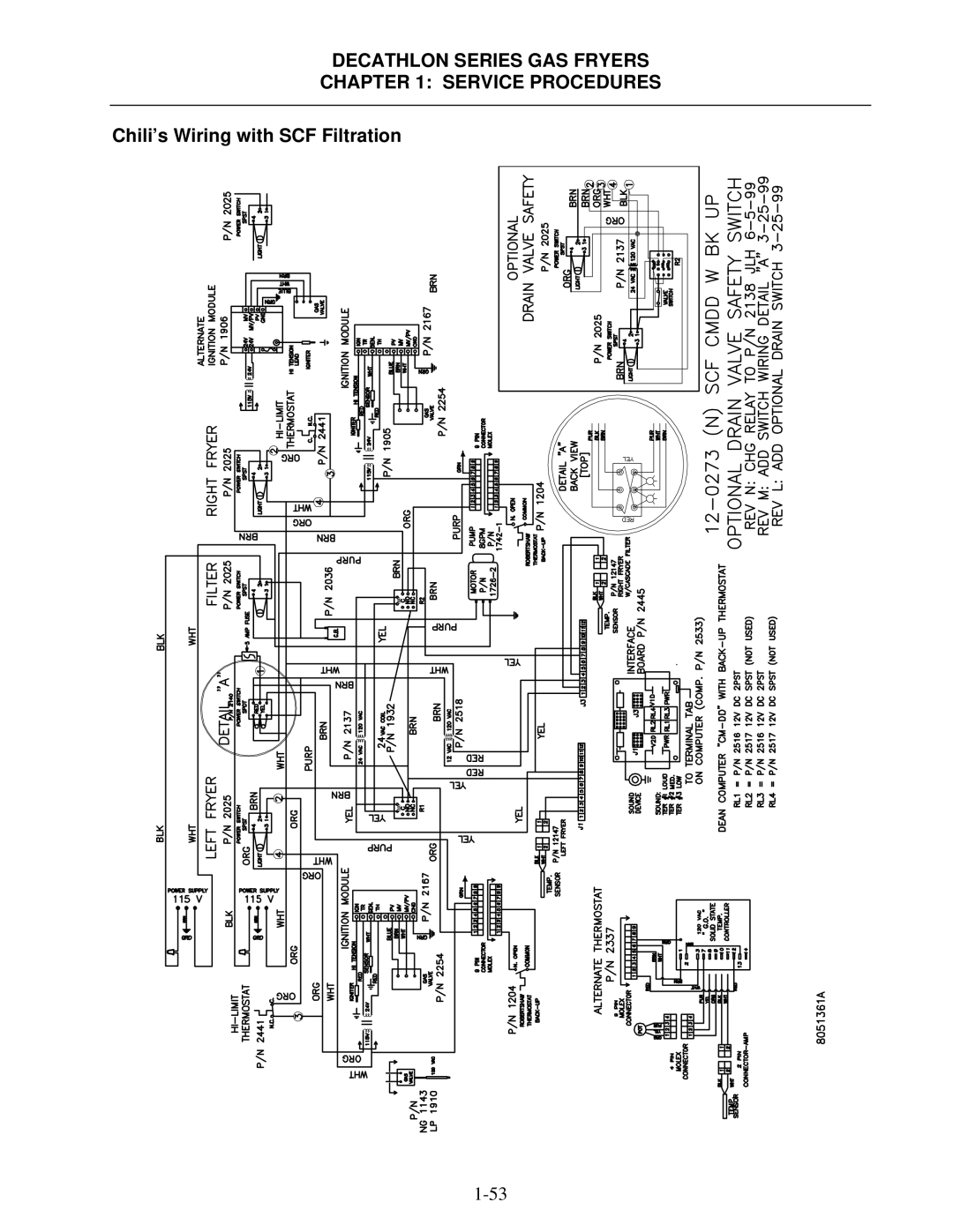 Frymaster FPD, SCFD manual Chili’s Wiring with SCF Filtration 