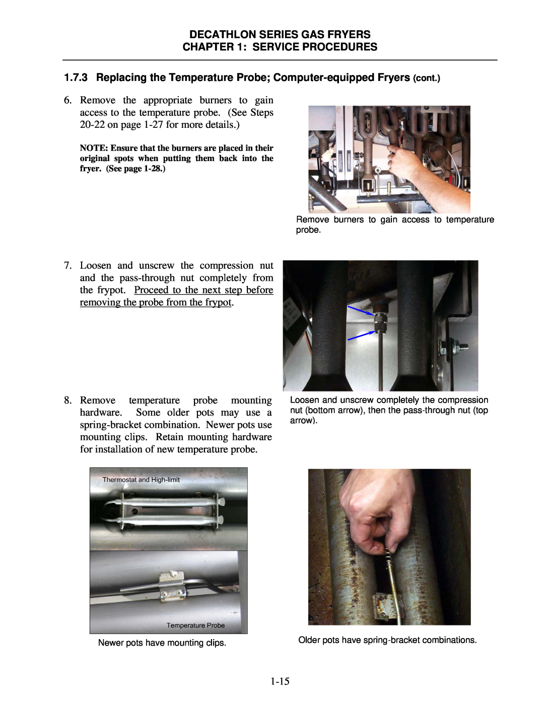 Frymaster FPD, SCFD manual Decathlon Series Gas Fryers, Service Procedures 
