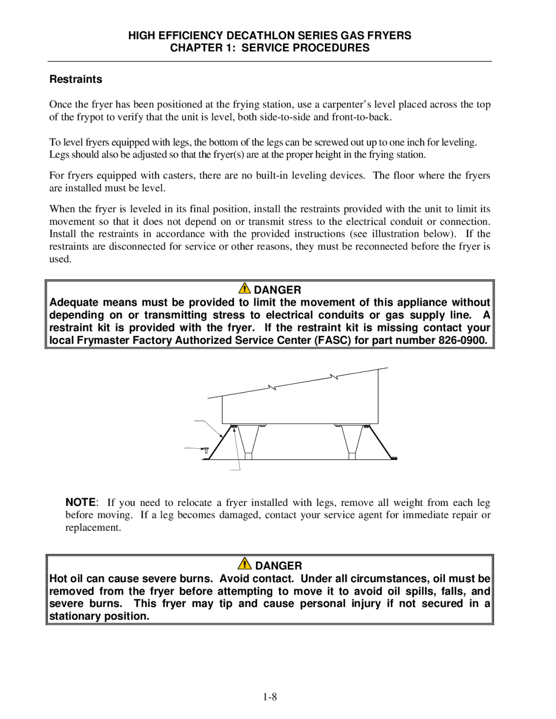 Frymaster FPHD manual Restraints 