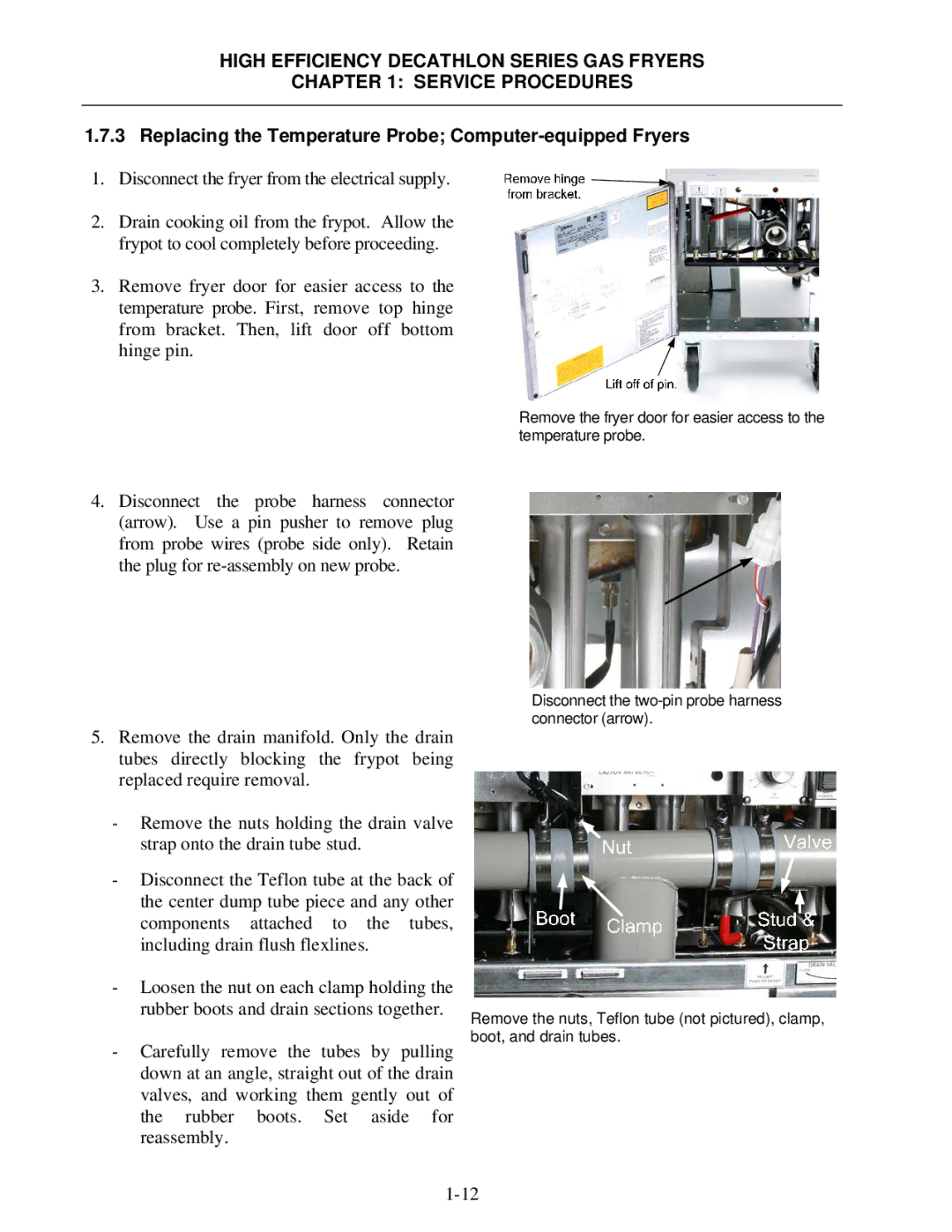 Frymaster FPHD manual Replacing the Temperature Probe Computer-equipped Fryers 