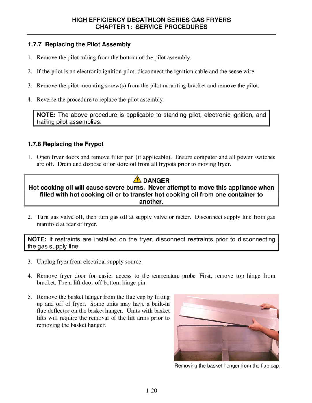 Frymaster FPHD manual Replacing the Pilot Assembly, Replacing the Frypot 