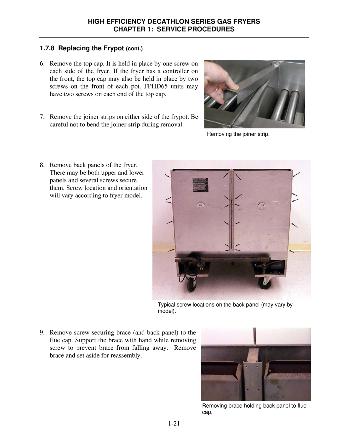 Frymaster FPHD manual Removing the joiner strip 