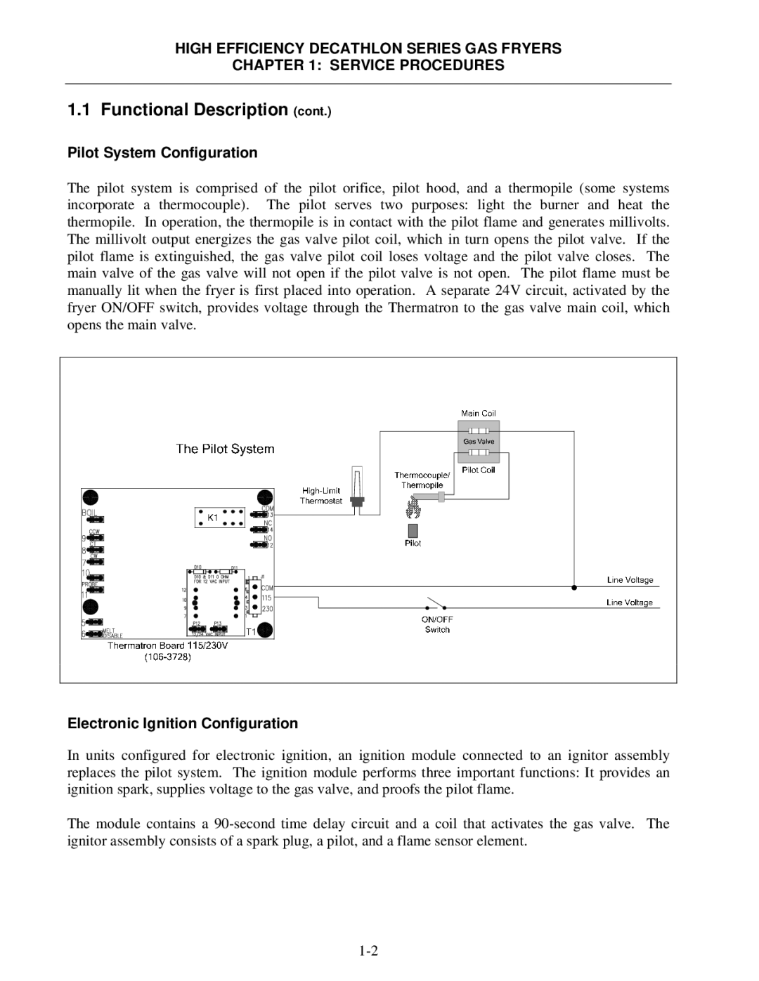 Frymaster FPHD manual Pilot System Configuration, Electronic Ignition Configuration 