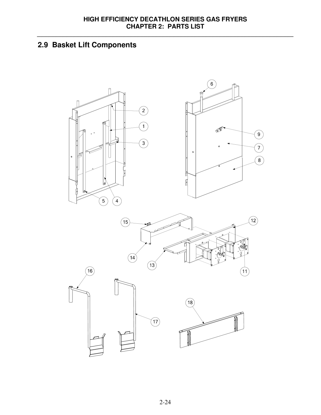 Frymaster FPHD manual Basket Lift Components 