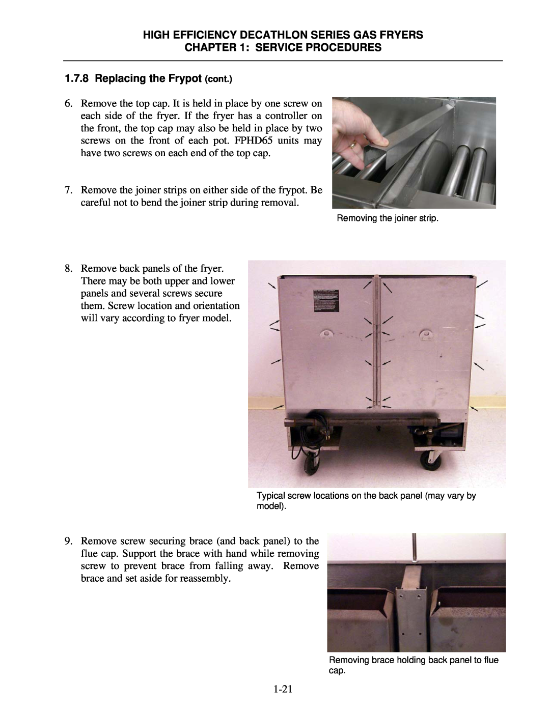 Frymaster FPHD manual Replacing the Frypot cont, High Efficiency Decathlon Series Gas Fryers, Service Procedures 